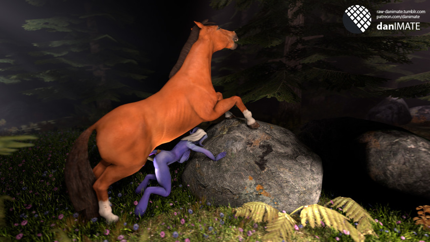 3d danimate draenei equine fantasy female feral forest grass horse humanoid lagomorph male mammal penis source_filmmaker straight tree warcraft yrel zoophilia