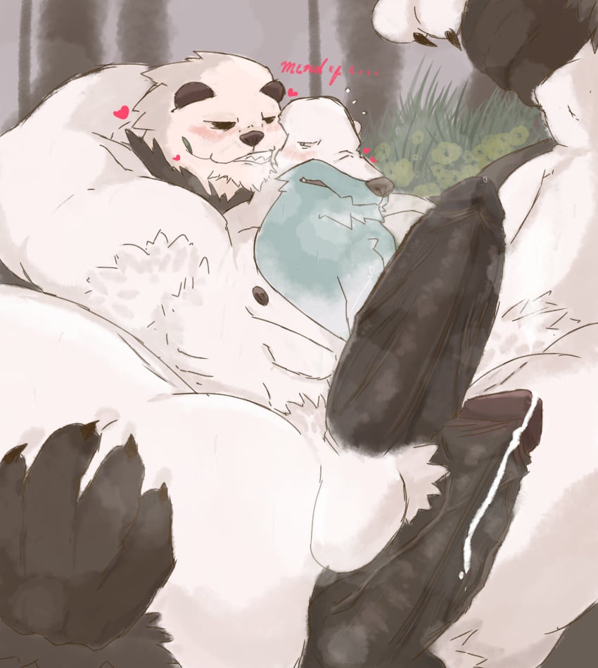 2boys balls bara bear beartic blush burkart cum gay male_only muscular panda pangoro penis penis_between_legs pokemon polar_bear precum ursid