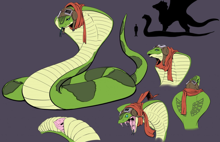 blue_eyes cloaca cobra fangs female feral flight_cap forked_tongue plain_background queblock reptile scalie scarf size_difference snake solo tongue vent