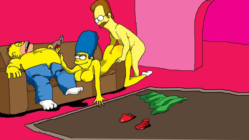 homer_simpson marge_simpson ned_flanders sex the_simpsons