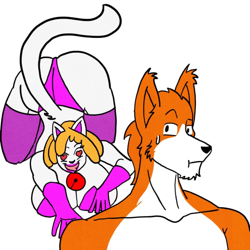 baxter_gagliardi bell big_breasts big_butt blonde_hair collar feline freudski handsome heart_eyes horny horny_female hunk imminent_sex kissy_kissy lipstick love luhyzi lust pounce sexy skimpy_outfit violet_mewsara voluptuous wide_hips worried
