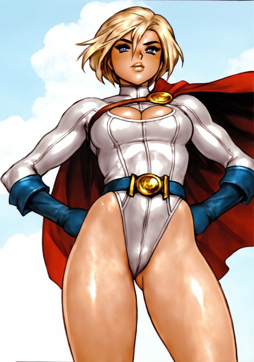 ai_generated kara_danvers kara_zor-el large_breasts power_girl retro_ai_ecchi_dude retro_artstyle sfw sunset