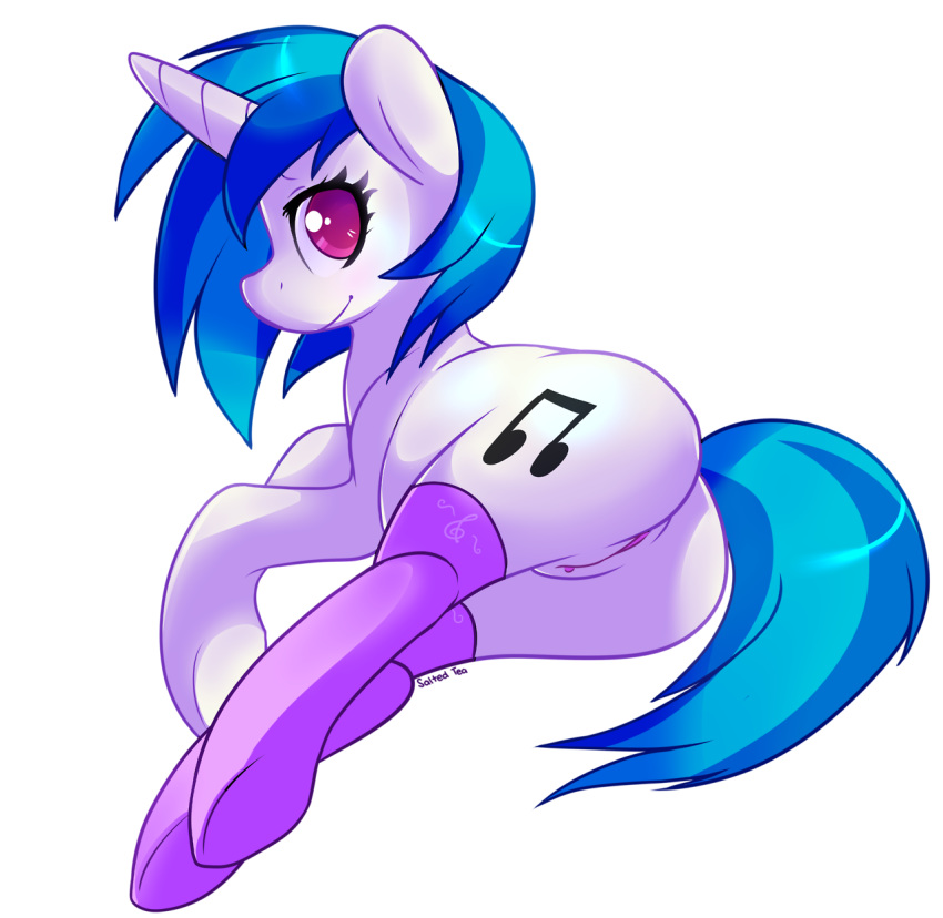 alpha_channel ass blue_hair clitoris cutie_mark equine female friendship_is_magic furry hair hooves horn horse legwear looking_at_viewer lying mammal my_little_pony on_side pink_eyes pony presenting pussy raised_tail saltedtea smile solo stockings two_tone_hair unicorn vinyl_scratch_(mlp) white_fur