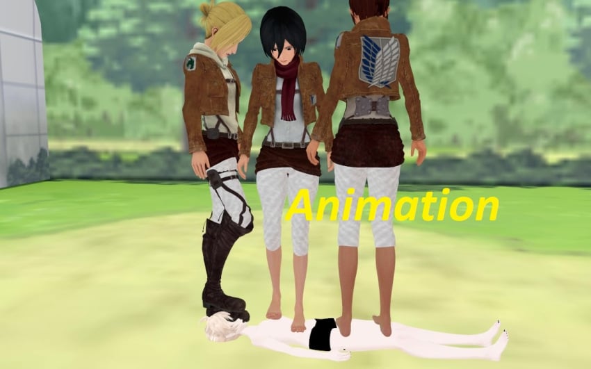 aot attack_on_titan barefoot feet foot_fetish mikasa_ackerman mmd stomping trample trampling