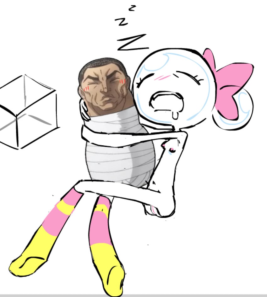 anthro blush_lines bubble cartoony dandy's_world dandys_world drooling grappler_baki hairbow meme naked_stockings no_background no_bra no_panties non-human poppy_(dandy's_world) retsu_(grappler_baki) roblox self_upload shitpost simple_background simple_coloring sketch sleeping sleeping_naked small_breasts striped_legwear subtle_pussy tagme