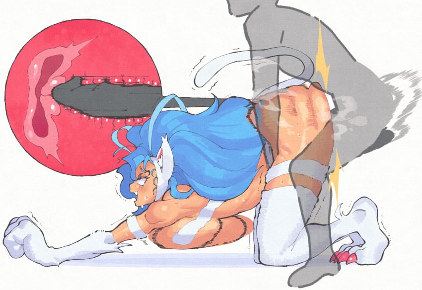 1boy 1girls all_fours animal_ears animal_hands animal_tail anonymous_male ass ass_focus big_breasts big_hair blue_eyes blue_hair blush bodily_fluids breasts cat_ears cat_girl cat_paws cat_tail catgirl cervix cervix_kiss claws darkstalkers deep_penetration doggy_style duo ejaculation fangs feet felicia felicia_(darkstalkers) felid feline female female female_only from_behind fur happy inkuusan internal_cumshot interspecies large_breasts long_hair lying_on_stomach male mammal nakadashi nude oerba_yun_fang on_stomach one_eye_closed open_mouth pawpads paws penetration penis semen sex simple_background smile solo solo_focus straight sweat tail teeth thighs toes top-down_bottom-up trembling uterus vaginal_penetration white_fur wink wrong_eye_color x-ray