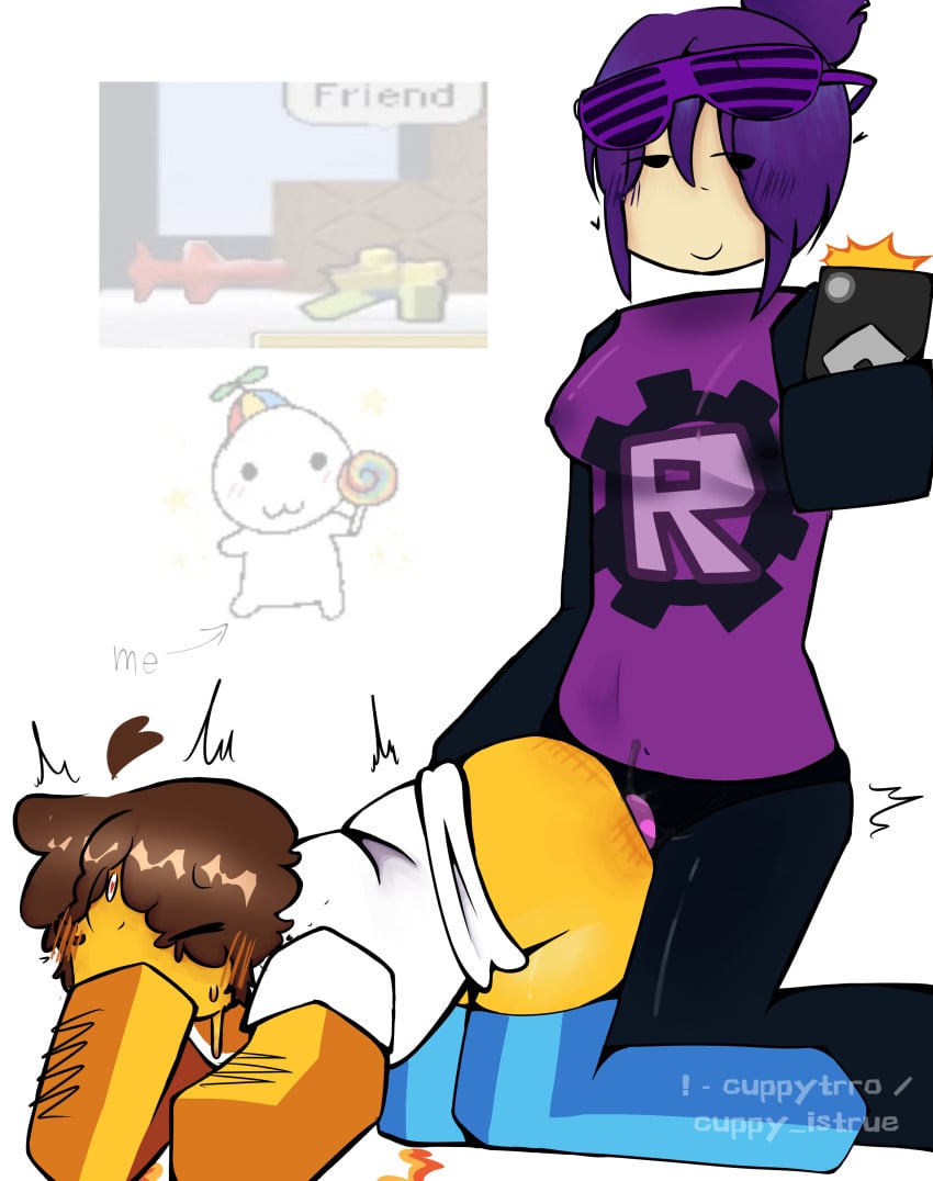 1boy 1girls 2d 2d_(artwork) 2d_artwork anal anal_penetration anal_sex artist_name ass ass_up bending_over bent_over block_tales blocky_body brighteyes brighteyes_(dumb_boss_fights) cuppytrro dominant_female dumb_boss_fights_(roblox) first_porn_of_character meme_in_the_background pegging roblox roblox_game robloxian self_upload shedletsky tagme thick_thighs thighhighs thighs watermark