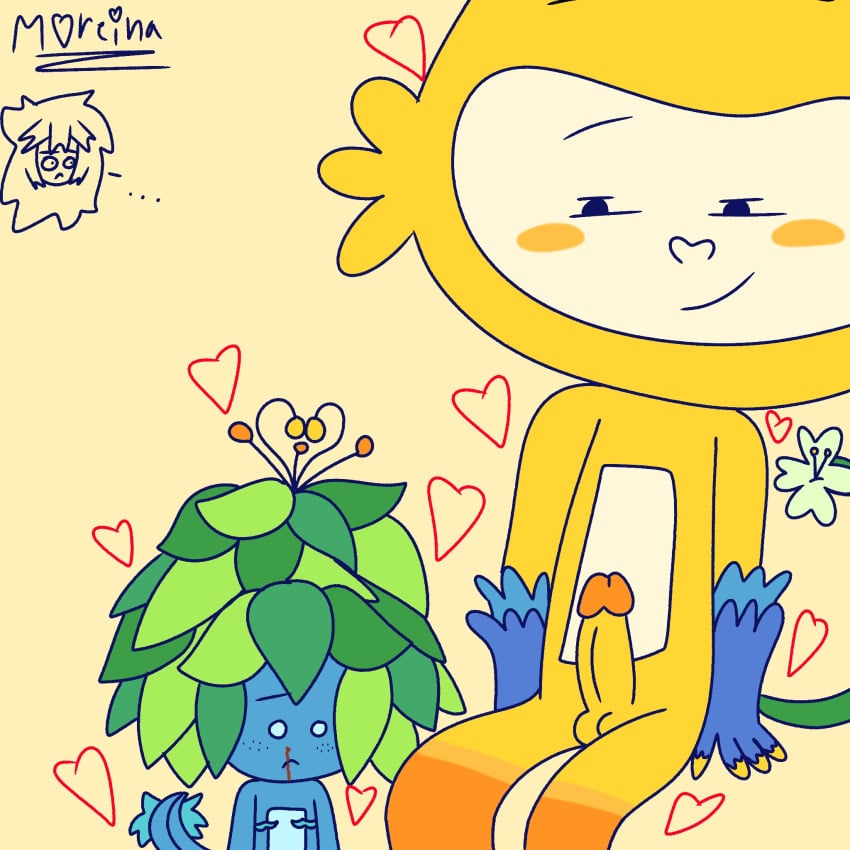 2016_rio_olympics 2boys :) ambiguous_species anthro before_sex beta_design cuntboy flora_fauna flower_in_tail fodase furry heart hybrid intersex leaf_hair moreina_star nosebleed oba_(mascot) olympics penis que self_upload tail tapioca_(mascot) tom_(mascot) tom_(mascot)(beta) vinicius_(mascot) vinicius_(mascot)(beta) watermark what wtf yellow_fur