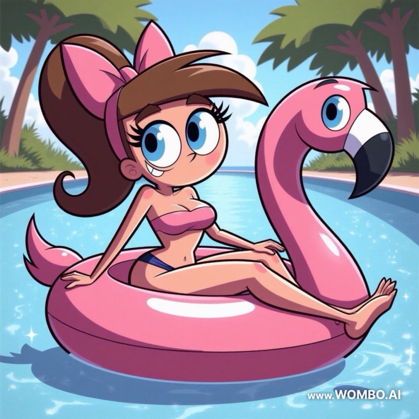 after_transformation ai_generated bikini busty mtf_transformation ponytail pool poolside rule_63 the_fairly_oddparents timantha timmy_turner