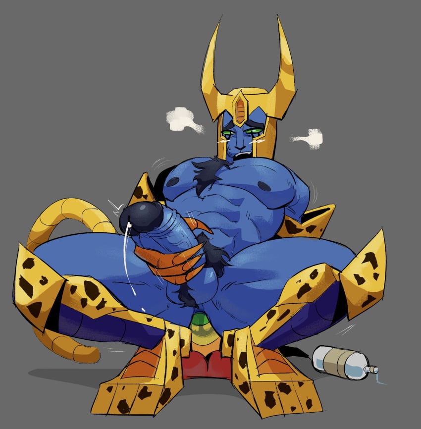 abs anthro anus armor ass ball_tuft balls big_butt big_penis bodily_fluids chastisedhorns cheetah cheetor chest_tuft claws cute_fangs dildo dildo_insertion dildo_sitting fangs felid feline genital_fluids genitals green_eyes hasbro headgear helmet hi_res horn horned_helmet lgbt_pride lube lube_bottle male mammal markings masturbation muscular muscular_male pecs penetration penis precum pride_colors pubes rainbow_dildo sex_toy sex_toy_insertion solo spots spotted_body stroking_penis tail takara_tomy teeth thick_thighs transformers tuft vein veiny_penis