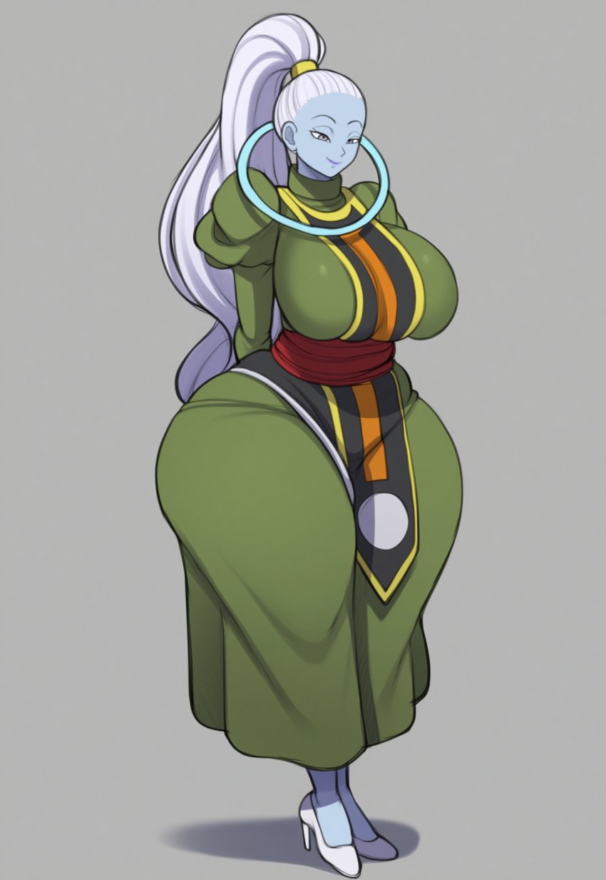 1girls ai_generated angel angel_(dragon_ball) blue_skin breasts_bigger_than_head curvy curvy_figure divine divine_slut dragon_ball dragon_ball_super full_body huge_breasts mullon novelai tall_female top_heavy vados voluptuous white_hair wide_hips