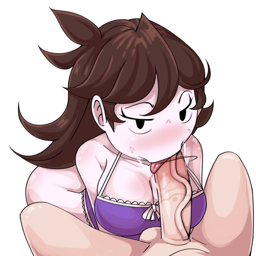 1boy 1girls ahoykoi blowjob bra dark_hair female_focus jaiden jaiden_animations koianimations looking_at_viewer looking_pleasured naked sucking_penis youtube youtuber