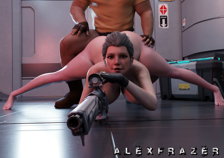 alexfrazer ass ines_raya looking_at_camera naked_female sex smile sniper spread_legs the_first_descendant vaginal_sex voluptuous_female