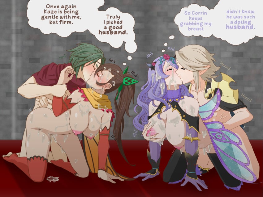 big_ass big_breasts big_butt big_penis breasts camilla_(fire_emblem) camilla_(resplendent)_(fire_emblem) clothed_sex clothing_cutout corrin_(fire_emblem) couples cum_in_pussy cum_on_body dialogue fairy_wings hair_covering_eye hair_over_one_eye huge_ass huge_breasts huge_butt huge_cock kagero_(fire_emblem) kagero_(resplendent)_(fire_emblem) kaze_(fire_emblem) kissing lovers nipples sex stomach_bulge tummy_bulge wellstuffs