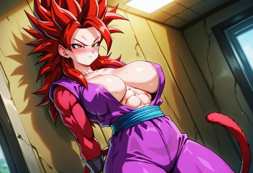 1girls abs absurd_res ai_generated areola_slip areolae areolae_slip big_breasts blush civitai civitai_lora dougi dragon_ball dragon_ball_daima dragon_ball_gt female female_focus female_only genderbent genderswap_(mtf) light purple_gi red_eyes red_eyes_female red_fur red_hair red_hair_female red_tail rule_63 saiyan saiyan_girl saiyan_tail shadow solo solo_female solo_focus son_gohan spiky_hair super_saiyan_4 sweating tagme tail