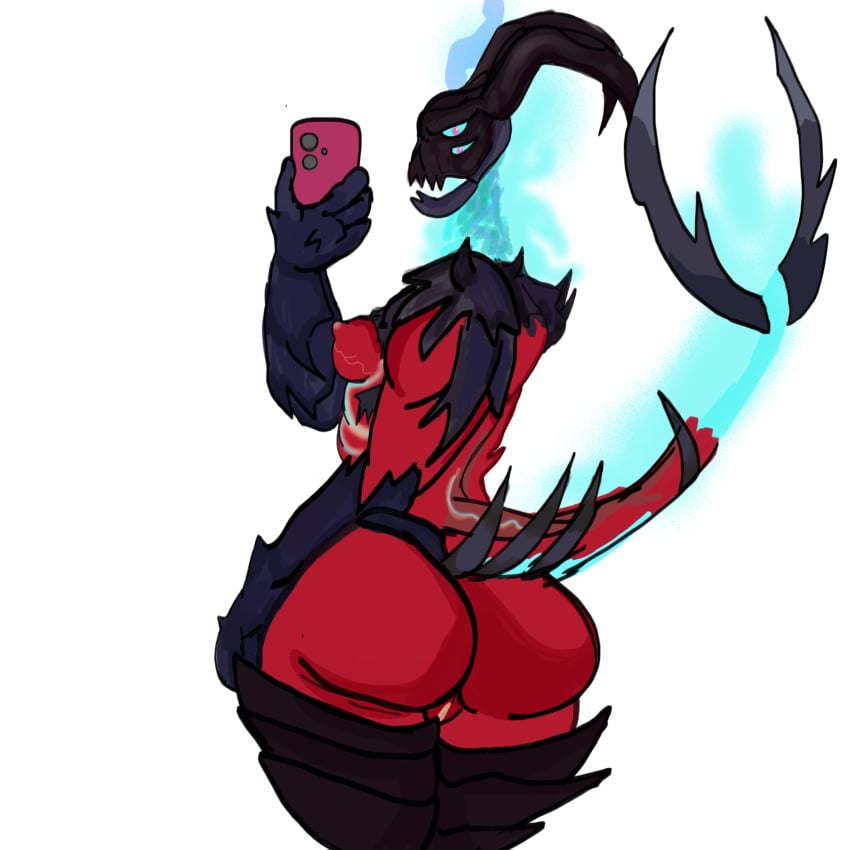 big_ass cell_shading creatures_of_sonaria dantenos demon_girl demon_horns hips mirror_selfie roblox self_upload selfie sideboob