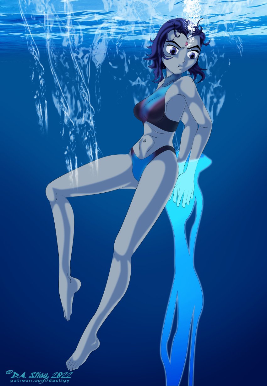 1girls dastigy dc_comics female female_only female_solo raven_(dc) short_hair solo solo_female solo_only swimwear teen_titans underwater underwater_peril