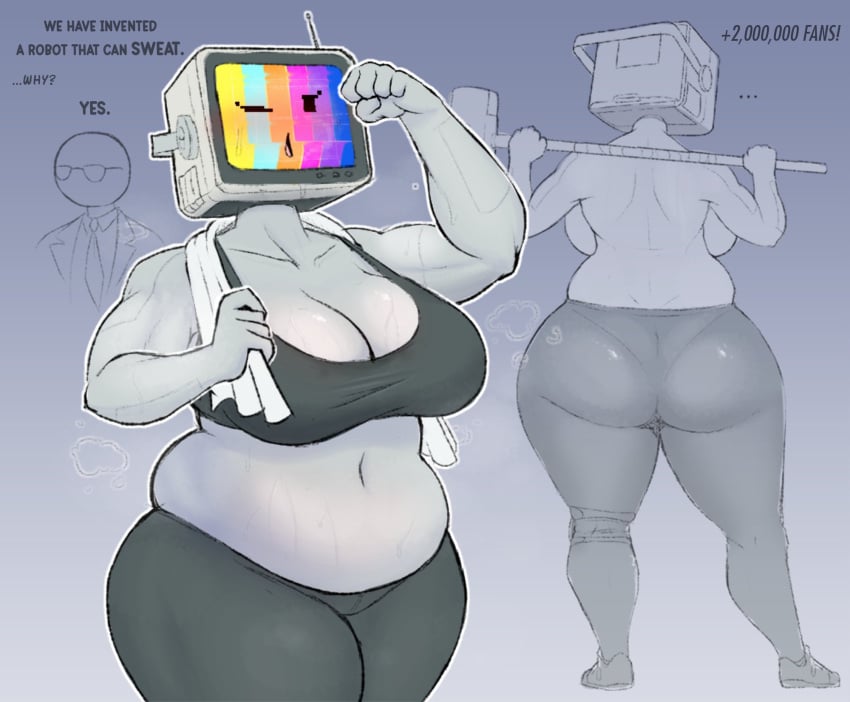 1girls ass bbw big_ass big_breasts breasts chubby cleavage doxxyl female huge_breasts pantylines solo tagme text the_finals thick_thighs tv_head wide_hips