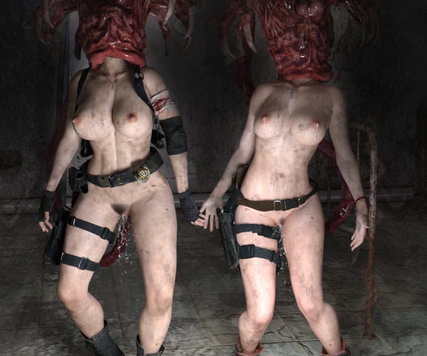 3d a.c.v bandage big_breasts blood breasts casual_nudity claire_redfield dirty duo exhibitionism faceless_female female female_only gun human jill_valentine lactation ne-α_type nipples nude parasite parasitic_possession penetration pubes pussy pussy_juice resident_evil standing vaginal_masturbation vaginal_penetration vaginal_penetration weapon