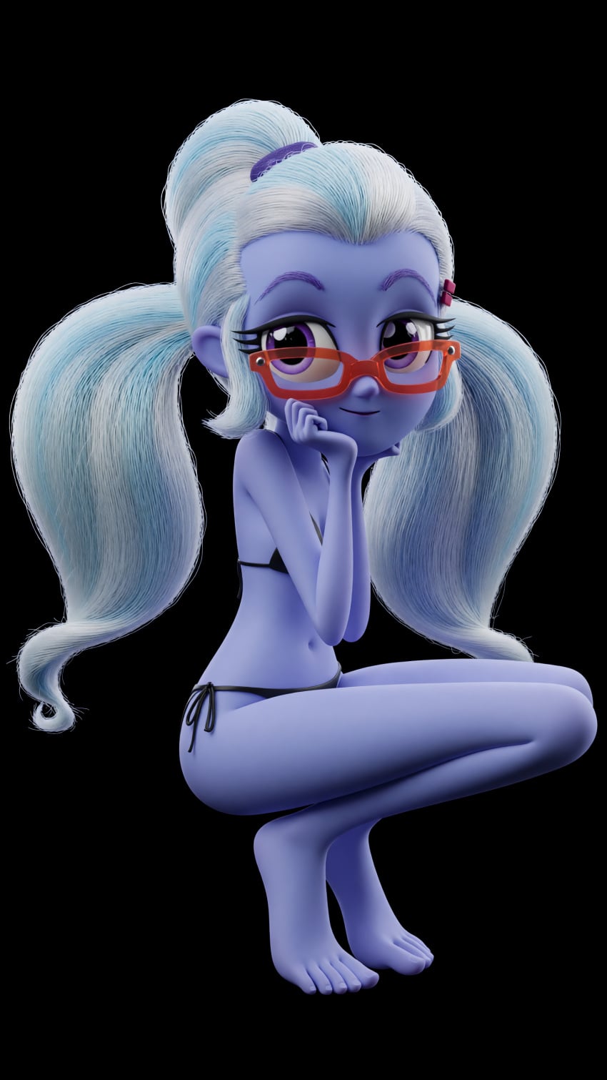 3d 3d_render ai_assisted barefoot bikini bikini_bottom bikini_top black_bikini equestria_girls feet friendship_is_magic my_little_pony sugarcoat tiptoes