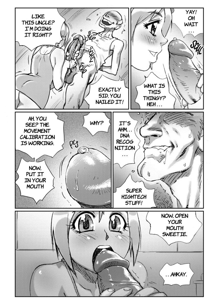 age_difference blush comic dialog erection female handjob male melkor_mancin monochrome penis precum sidney sidney_(comic) sidney_swanson smile teen text uncensored uncle_and_niece