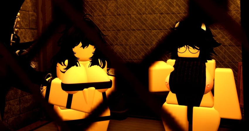 2girls 3d areolae artist_request big_ass big_breasts breasts breasts_out cleavage doors_(roblox) elevator large_thighs lingerie lsplashgames nipples roblox roblox_avatar roblox_game roblox_horror_games robloxian source_request tagme thick_ass thick_thighs thighs