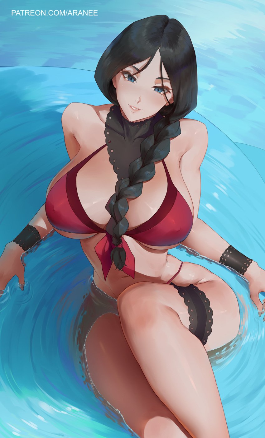 1girls 1milf 2024 araneesama big_breasts bikini black_hair bleach bleach_brave_souls blue_eyes blushing blushing_at_viewer braided_hair deviantart deviantart_link huge_breasts in_water light-skinned_female light_skin long_hair looking_at_viewer mature mature_female mature_woman milf patreon_username red_bikini smiling_at_viewer solo twitter_link unohana_retsu water wet_skin