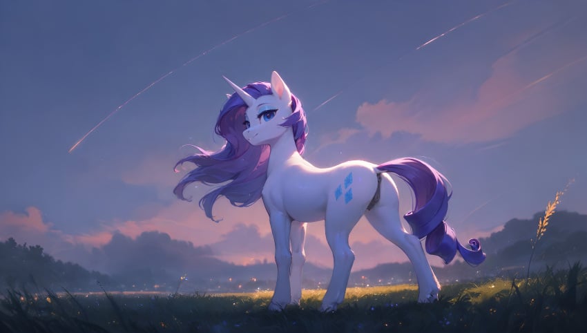 ai_generated animal_genitalia animal_pussy anus ass crotchboobs crotchboobs_visible_through_thighs cutie_mark dock equid equine equine_genitalia equine_pussy female feral feral_only friendship_is_magic fur hair hasbro hooves horn my_little_pony purple_hair pussy rarity_(mlp) solo tail unicorn white_body white_fur