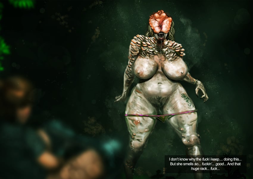 big_breasts breasts clicker cordyceps detailed_background dialogue ellie_(the_last_of_us) ellie_williams eyeless fat fat_woman female fungus infected jaguarart monster monster_girl naughty_dog nightmare_waifu nipples nude open_mouth panties pussy saliva solo_focus sony_interactive_entertainment speech_bubble spores tattoo teeth the_last_of_us the_last_of_us_2