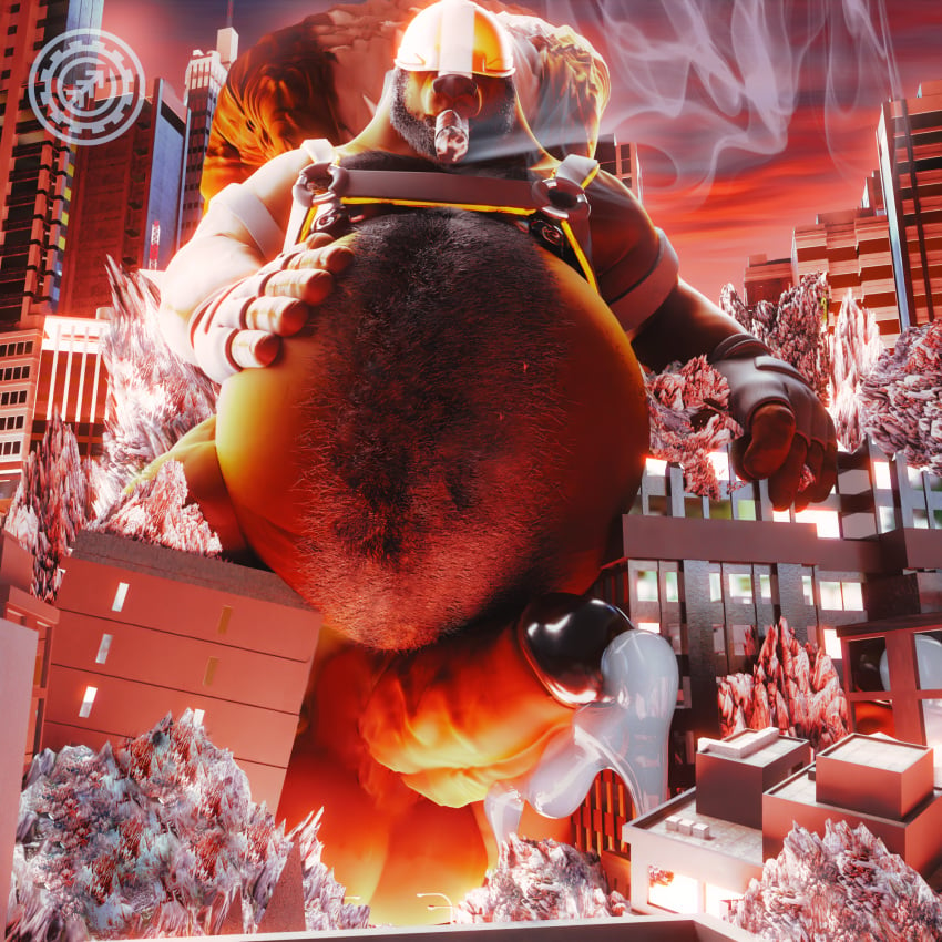 1:1 3d_(artwork) anthro armor balls bear beard belly belly_hair biceps big_balls big_belly big_nipples big_penis blender_(artwork) bodily_fluids body_hair brent_(n0rdbara) chest_hair cigar city city_background city_crushing city_destruction cityscape clothing cum cum_drip destruction detailed_background digital_media_(artwork) dripping ejaculation erection facial_hair genital_fluids genitals glans gloves hair hairy hand_on_belly handwear hard_hat harness headgear helmet hi_res huge_balls huge_belly huge_cock huge_nipples humanoid_genitalia humanoid_penis hybrid hyper hyper_balls hyper_belly hyper_genitalia hyper_penis looking_at_viewer macro male mammal mephitid muscular muscular_anthro muscular_male n0rdbara nipples nude obese obese_anthro obese_male overweight overweight_anthro overweight_male pecs penis ruins skunk skunk_stripe skunk_tail smoke smoking smoking_cigar solo straps tail