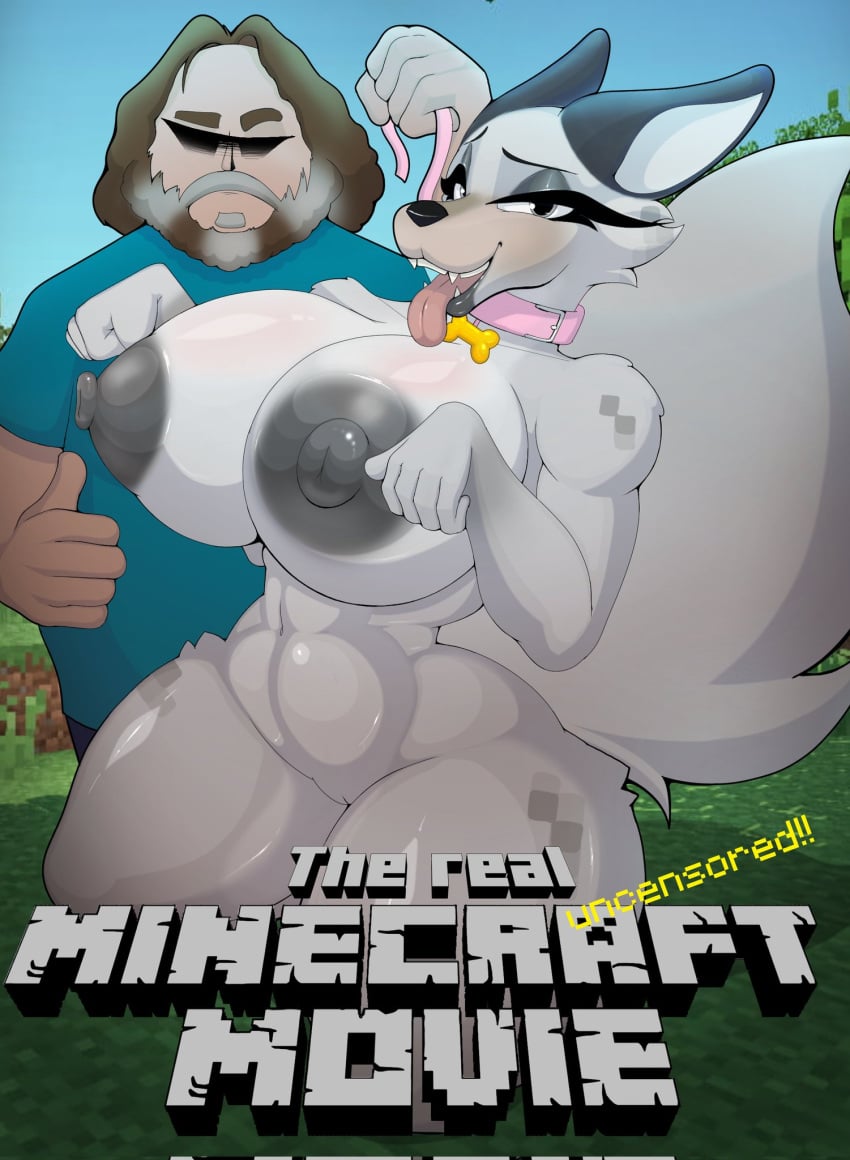 a_minecraft_movie anthro areola big_breasts breasts canid canine canis collar collar_only duo female foxgumie genitals gesture hand_gesture hi_res huge_breasts human jack_black leash leashed_collar male male/female mammal microsoft minecraft mojang nipples nude pale_wolf_(minecraft) pussy steve_(minecraft) thick_thighs thumbs_up tongue tongue_out wolf wolf_(minecraft) xbox_game_studios