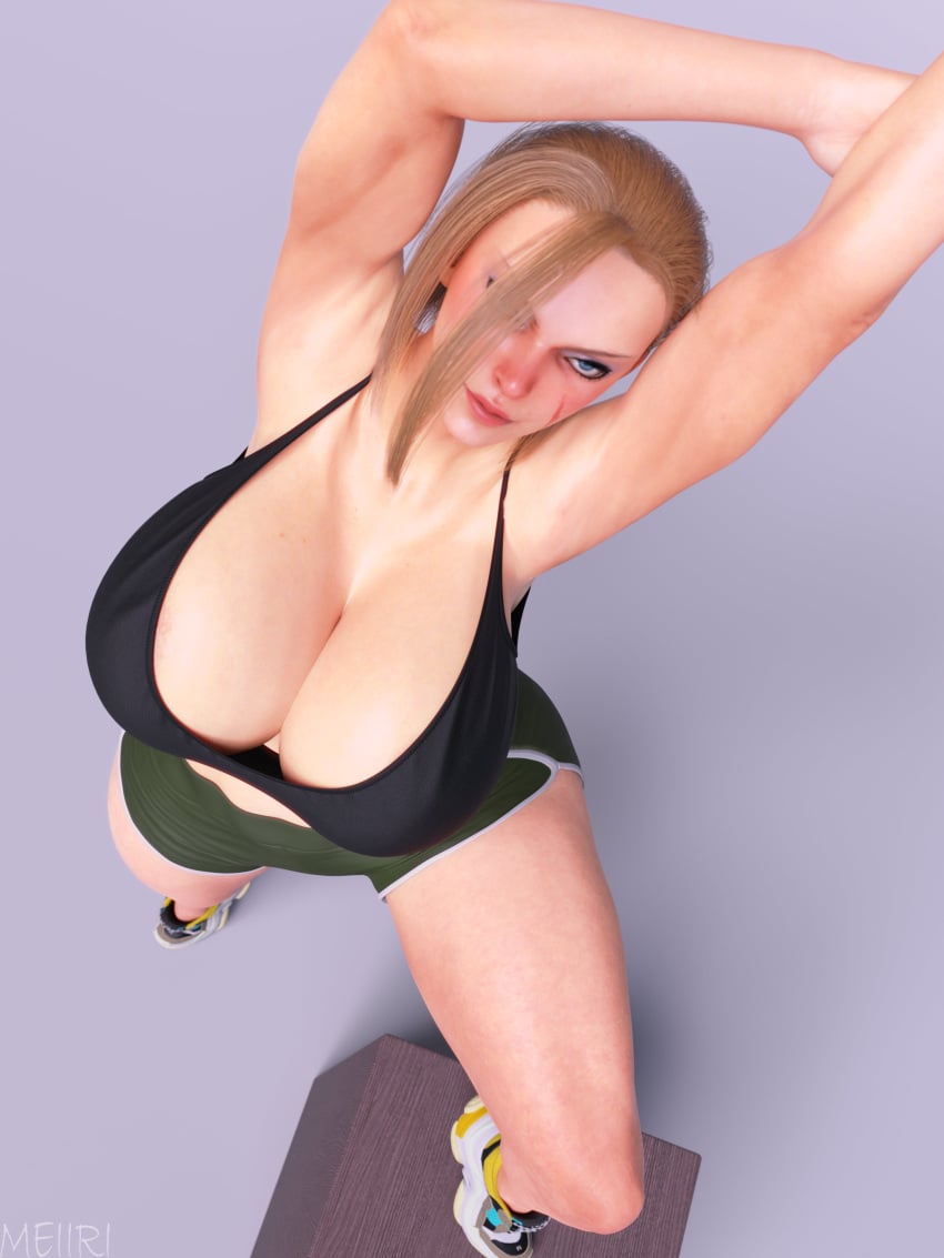 1girls 3d 3d_(artwork) big_breasts blonde_female blonde_hair blonde_hair_female breasts british british_female cammy_white cleavage female female_focus female_only huge_breasts mature_female mature_woman meiirii scar scar_on_face solo solo_female solo_focus street_fighter video_game_character