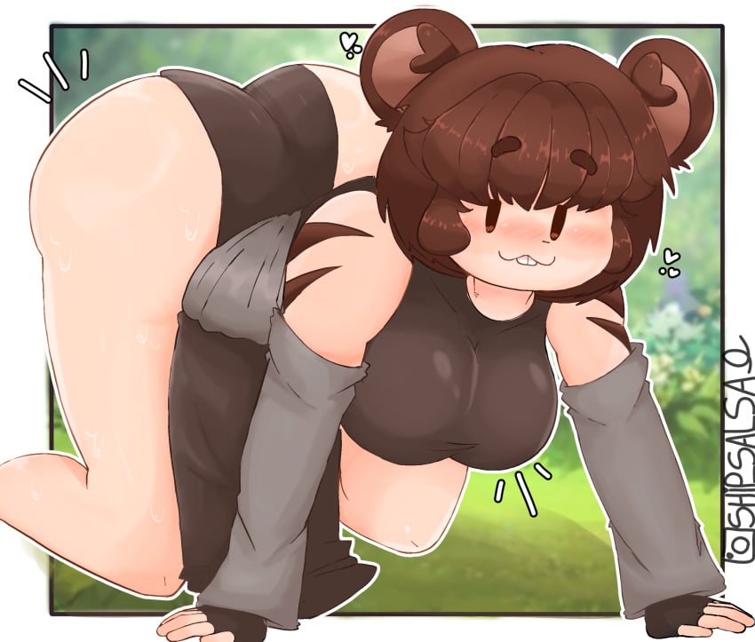 ass bear big_ass big_breasts big_butt big_thighs breasts cute furry furry_ears furry_female girly lilly_(ship_master) oc original_character ship_master sugestive_pose