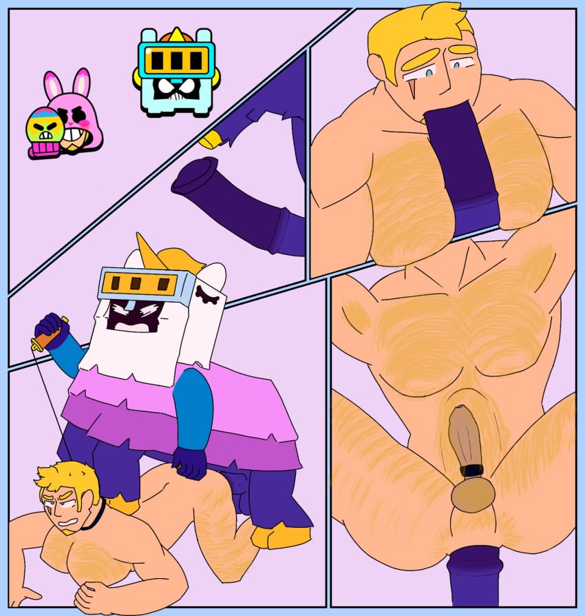 ash_(brawl_stars) belly_bulge big_penis blowjob brawl_stars centaur gay grom_(brawl_stars) hairy_male horsecock leash leash_and_collar leash_pull paizuri pinata_ash_(brawl_stars) titfuck titjob xanti_69