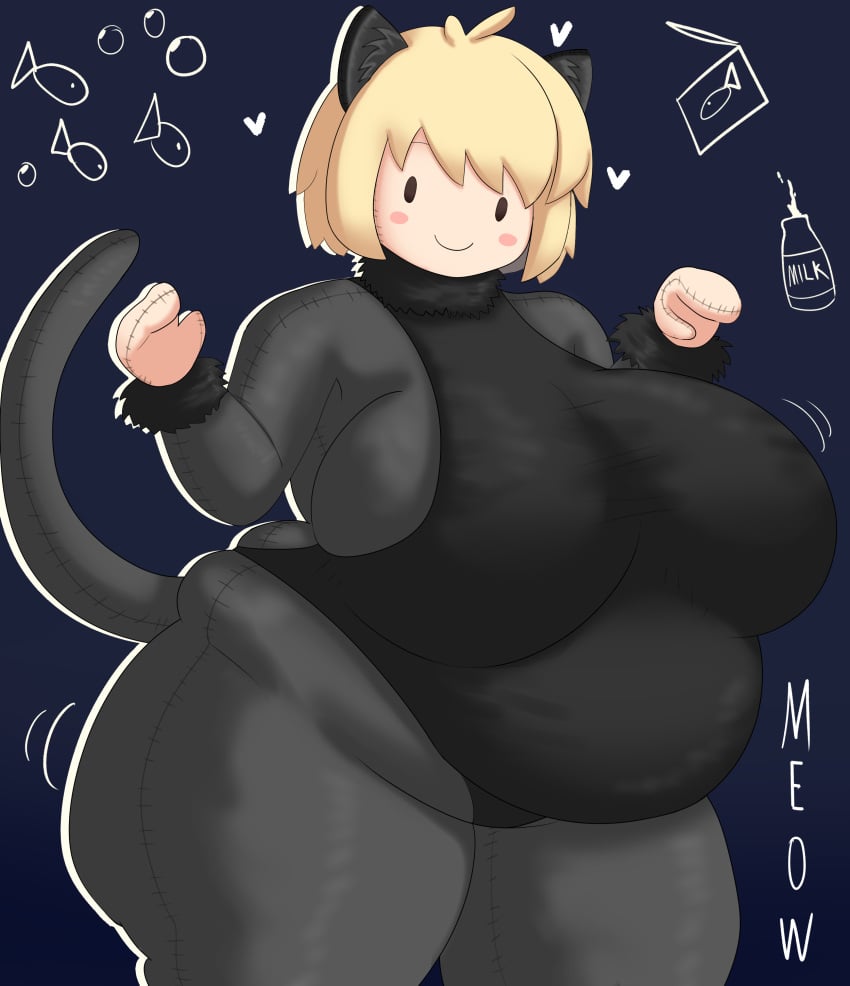 ahoge alternative_costume alternative_outfit animal_ears arcueid_brunestud bbw belly big_belly big_tummy bigger_female blonde_hair cat_ears cat_tail color costume doll doll_girl fat_woman female hips huge_belly huge_breasts imstupid13 kagetsu_tohya larger_female leotard melty_blood mob_face monster_cat(kagetsu_tohya) pantyhose paw_pose plump plushie plushie-like plushification plushophilia posing short_hair simple_background solo squishy tail taller_girl thick tsukihime tsukihime_(remake) tummy type-moon vampire vampire_girl