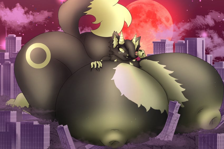 2024 2_horns 5_fingers ambiguous_gender ambiguous_humanoid anthro areola big_breasts black_body black_fur black_hair black_tail blood_moon blue_pawpads breasts building city city_destruction cloud colored digital_drawing_(artwork) digital_media_(artwork) dipstick_tail extreme_size_difference eyelashes felid feline female female_anthro fingers flosar fluffy fluffy_tail fur fur_markings group hair hair_over_eye hand_on_breast hi_res holding_another horn huge_breasts humanoid kneeling kyreza_(saltylimez) larger_anthro larger_female light lighting macro mammal markings moon neck_tuft night nipples nude_anthro nude_female outside pawpads red_sky shaded size_difference sky skyscraper smaller_ambiguous smaller_humanoid star starry_sky tail tail_markings thick_thighs tuft yellow_areola yellow_body yellow_eyes yellow_fur yellow_horn yellow_inner_ear yellow_markings yellow_nipples yellow_nose yellow_sclera yellow_tail_tip