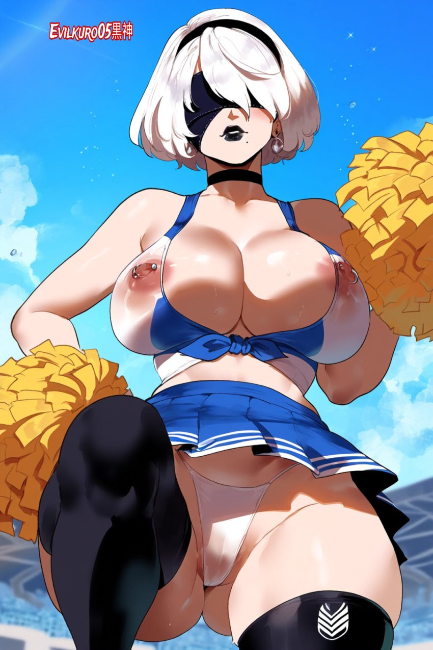 ai_generated cheerleader cheerleader_uniform evilkuro05 platinum_games playstation playstation_4 square_enix yorha_2b