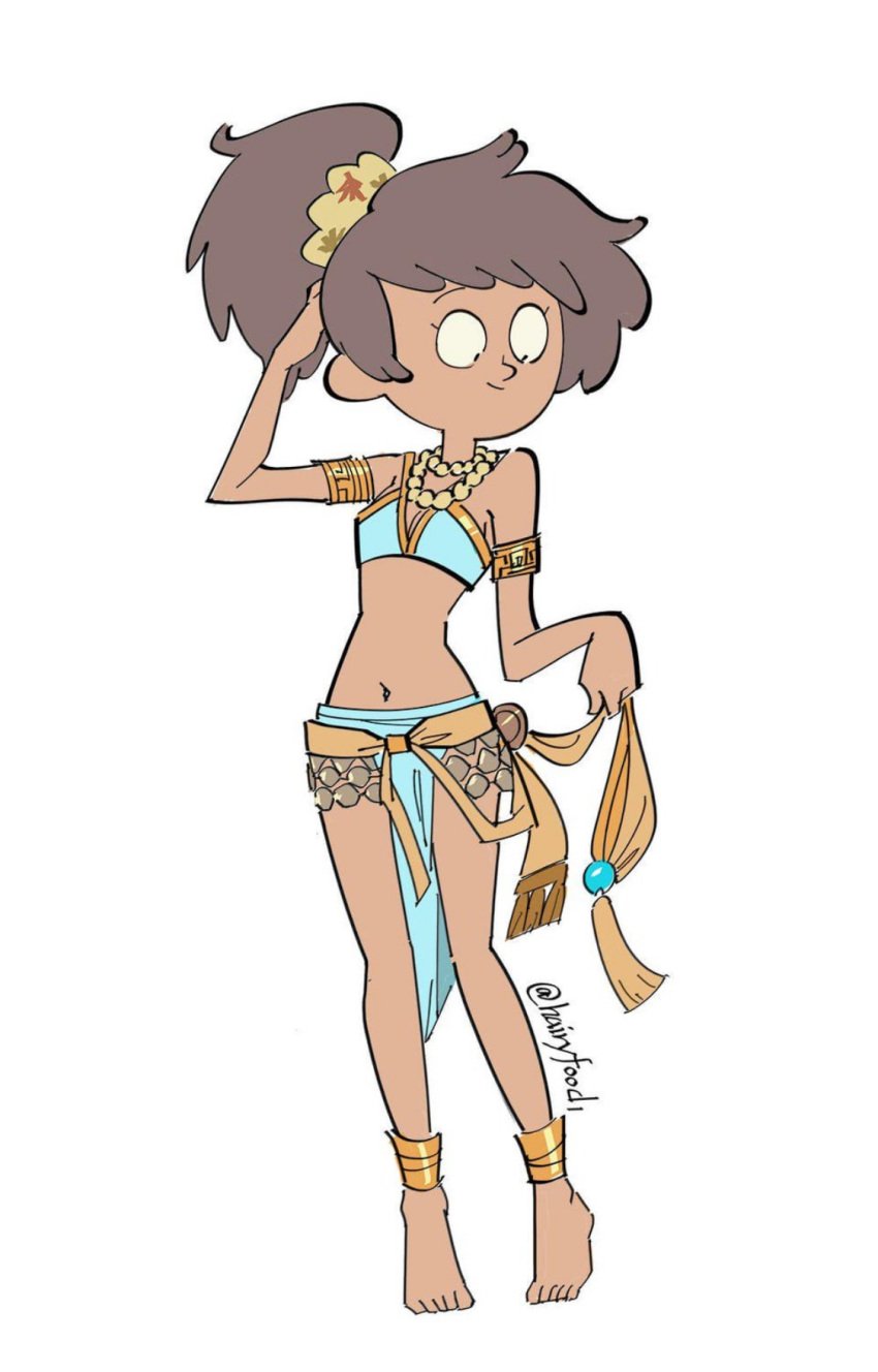 amphibia anklet anne_boonchuy armlet barefoot belly_dancer belly_dancer_outfit brown_hair dancer dancer_outfit feet hairyfood1 harem_girl harem_outfit jewelry pelvic_curtain ponytail revealing_clothes sketch small_breasts tagme tan_skin veil wide_hips