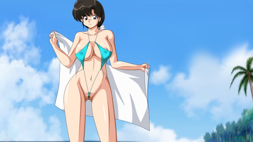 artist_request kasumi_tendo large_breasts ranma_1/2 slingshot_swimsuit swimsuit tagme towel