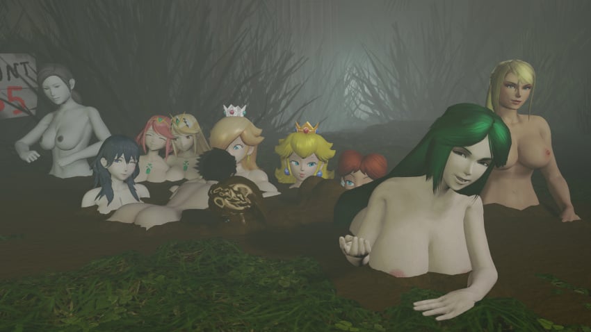 11girls ass big_breasts breasts completely_covered_in_mud completely_naked completely_nude covered_in_mud crossover dirty dirty_girl female female_only mario_(series) metroid mud muddy multiple_girls naked nintendo nipples nude princess_daisy princess_peach princess_rosalina samus_aran tagme wii_fit_trainer zero_suit_samus