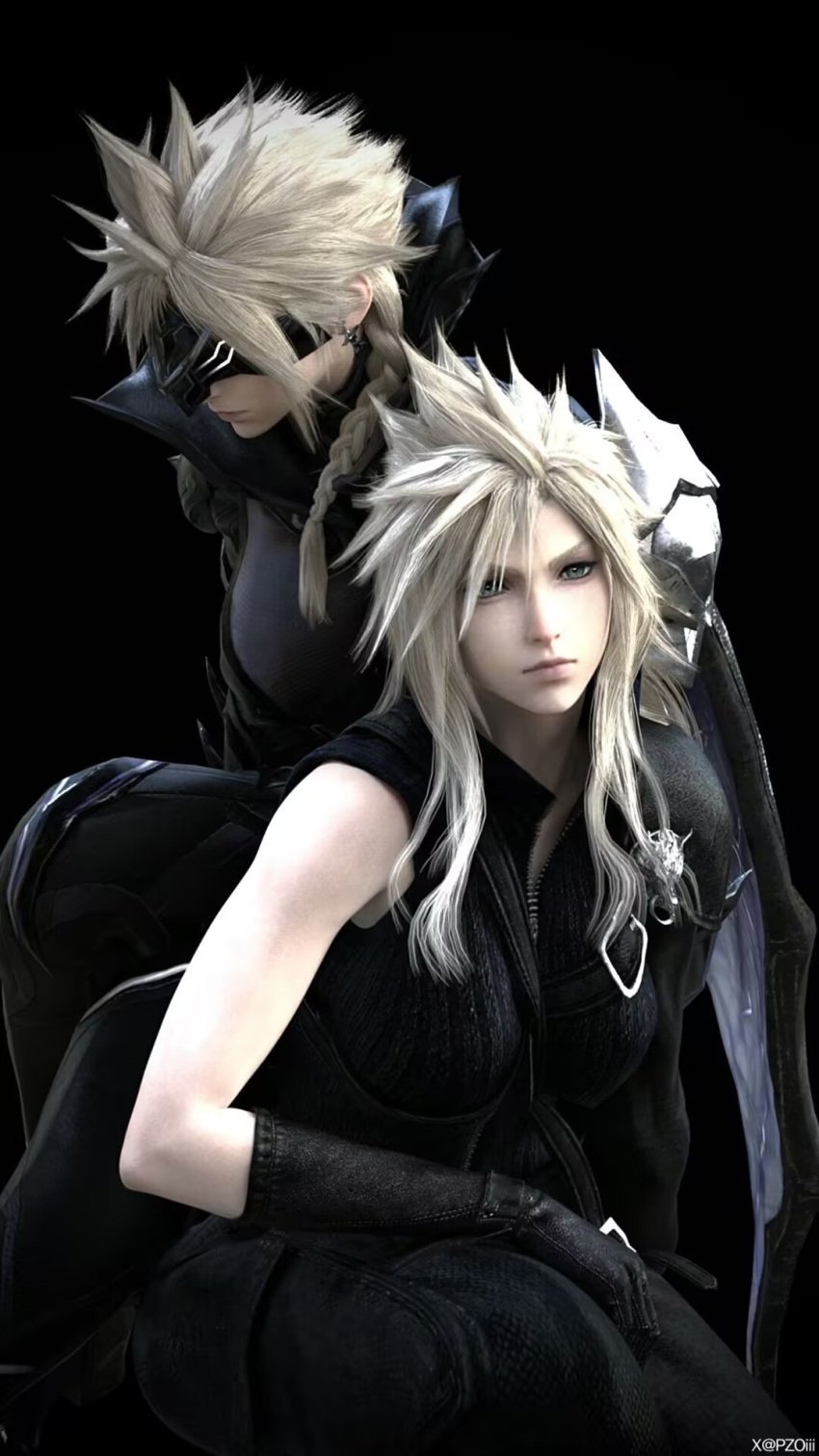 1boy1girl blonde_hair blue_eyes cloud_strife cloudette_strife final_fantasy final_fantasy_vii genderswap genderswap_(mtf) white_skin