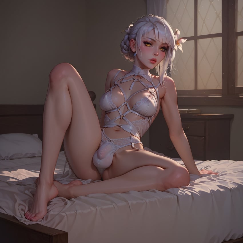 ai_generated blindparty dickgirl futa_sans_pussy futanari kaine_(nier) nier