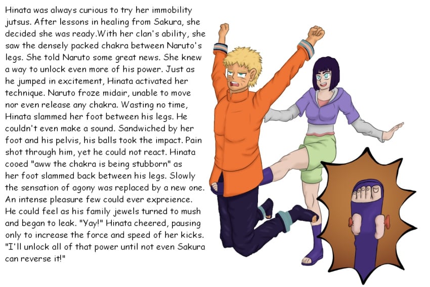 ballbusting ballbusting_orgasm balls cbt clothed feet femdom groin groin_kick hyuuga_hinata kick kicking kicking_balls naruto uzumaki_naruto