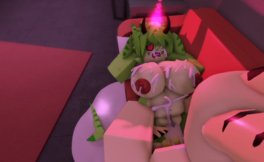 anthro balls belly_piercing breasts cock cum cum_in_pussy cum_inside cum_on_breasts cum_on_face cumshot female furry kaiju_paradise lactating lemon_shork_(kaiju_paradise) looking_at_partner male male/female nipple_piercing pink_nipple ravenuwu roblox self_upload sex shark vaginal_penetration watermelon_shork_(kaiju_paradise) yellow_pussy