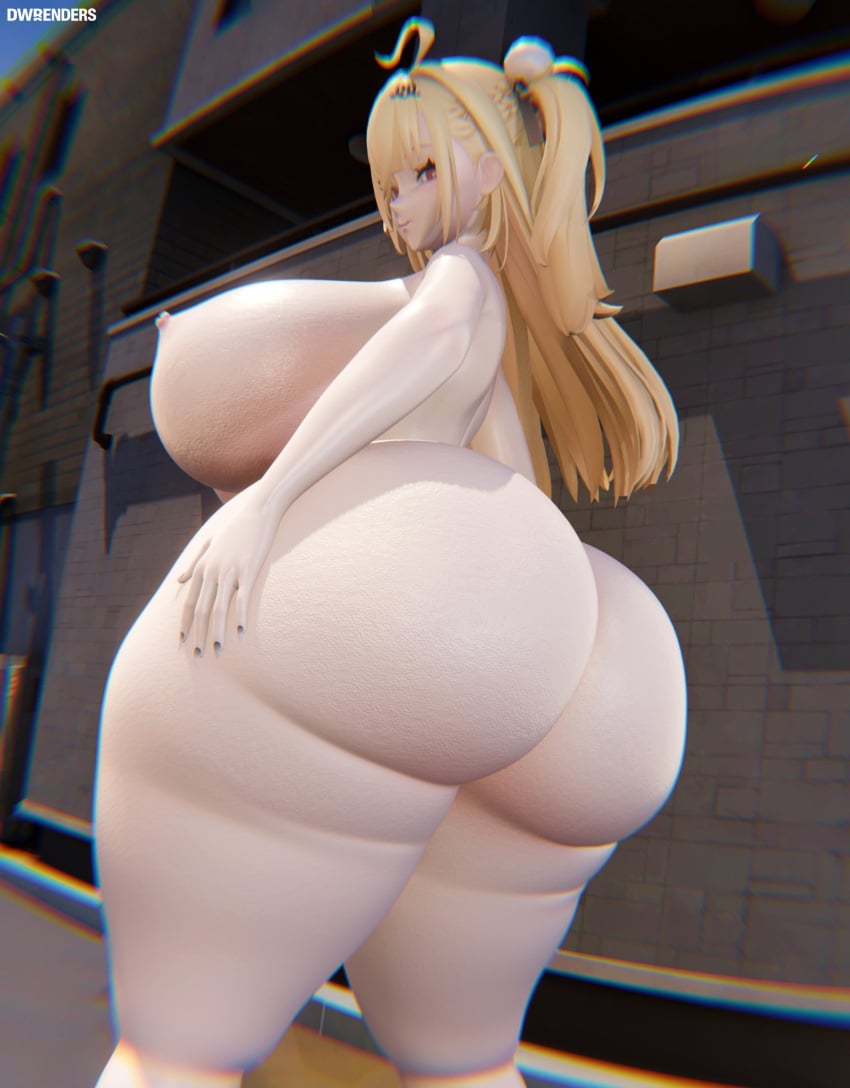 1girls 3d 3d_(artwork) areolae ass ass_focus blonde_hair breasts cissia_(zenless_zone_zero) completely_nude completely_nude_female dwrenders female female_only hand_on_ass huge_ass long_hair looking_at_viewer looking_back naked naked_female nipples nude nude_female red_eyes solo solo_female zenless_zone_zero