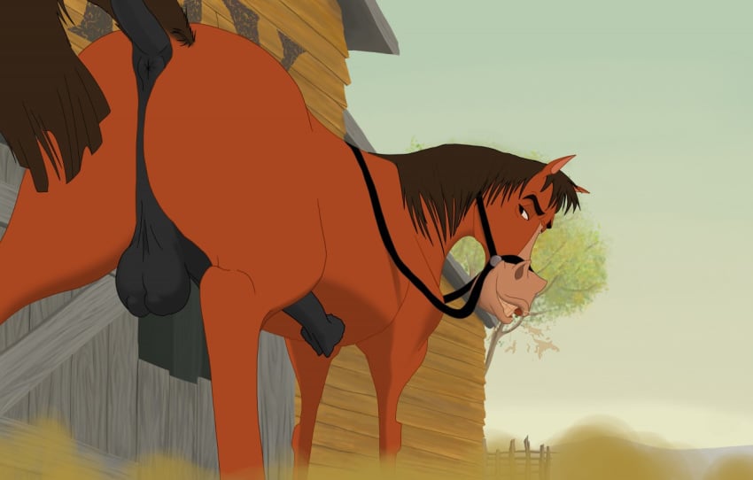 1boy anatomically_correct animal_genitalia balls buck_(home_on_the_range) disney equine erection feral home_on_the_range horse horsecock huge_flare looking_back male male_only mammal penis perspective solo vein zica