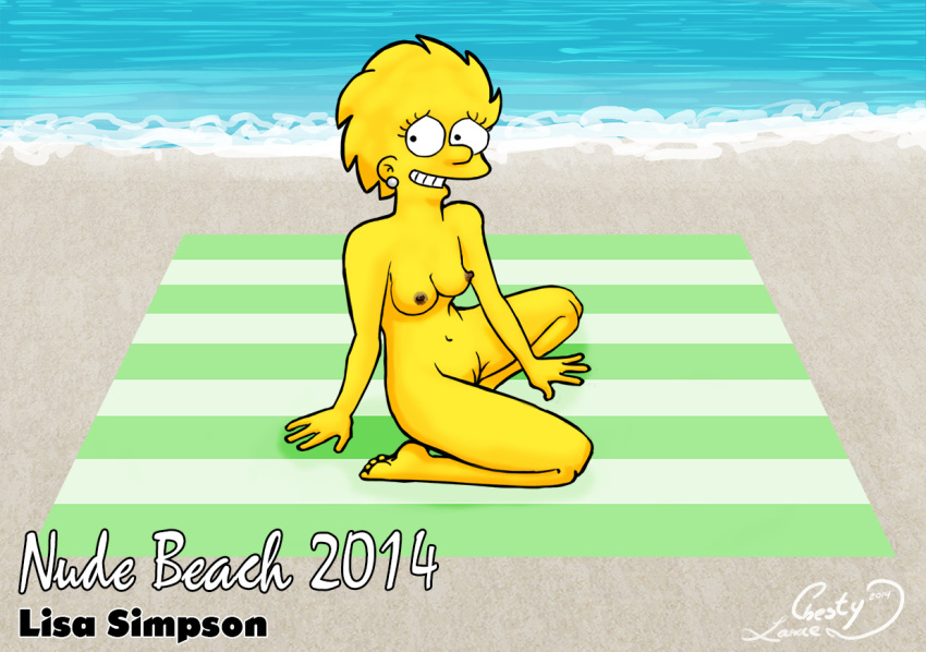 2014 breasts chesty_larue female female_only human labia lisa_simpson pussy shaved_pussy small_breasts smile smiling solo the_simpsons uncensored vagina yellow_body yellow_skin