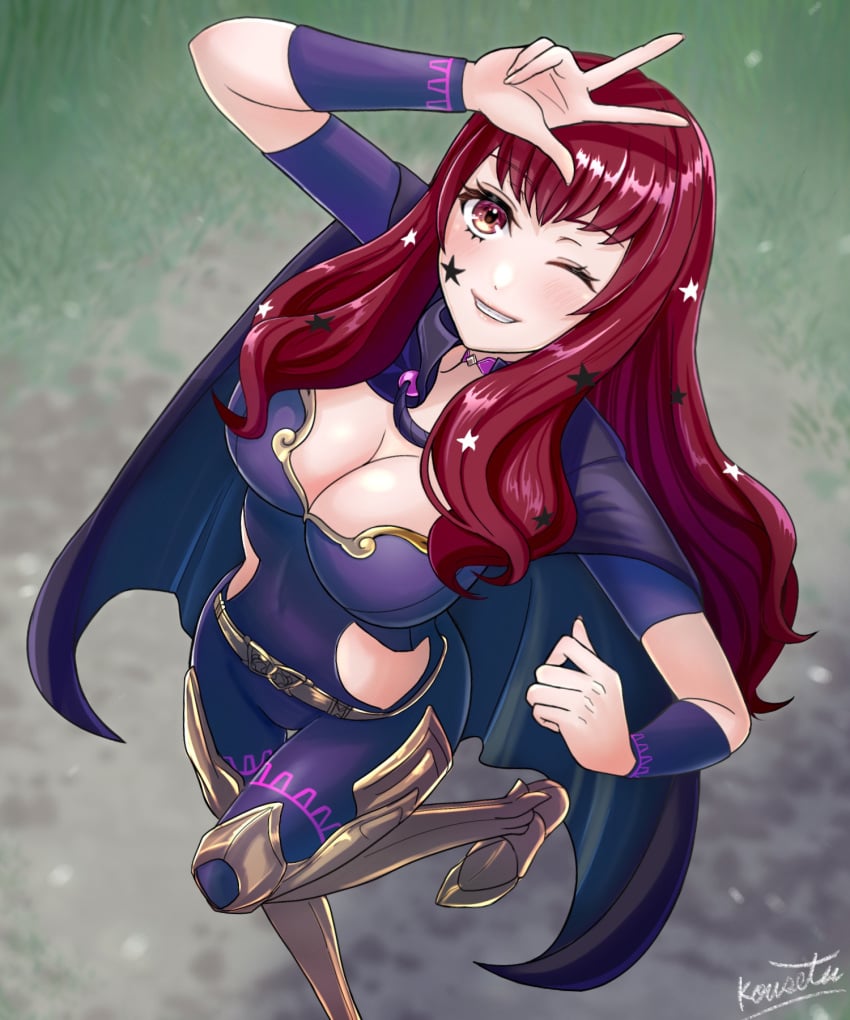 breasts construction_(artist) female fire_emblem fire_emblem_engage looking_at_viewer nintendo red_hair tagme white_skin yunaka_(fire_emblem)