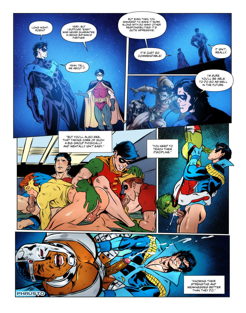 69 69_position anal_penetration anal_sex anus aqualad arsenal_(dc) balls beast_boy big_penis black_cock boy_on_boy bubble_butt bulge clothing cum cum_in_mouth cum_inside cyborg_(dc) dc dc_comics deepthroat dick_grayson digital_media_(artwork) domination fellatio foreskin fully_retracted_foreskin garfield_logan garth gay gay_sex group group_sex human imminent_sex kid_flash male male/male male_focus male_only male_penetrated male_penetrating_male nightwing oral oral_penetration oral_sex orgy orgy_sex penetration penis phausto red_robin retracted_foreskin robin_(dc) robin_(dick_grayson) robin_(tim_drake) roy_harper sex speedy text text_bubble tim_drake uncircumcised victor_stone wally_west