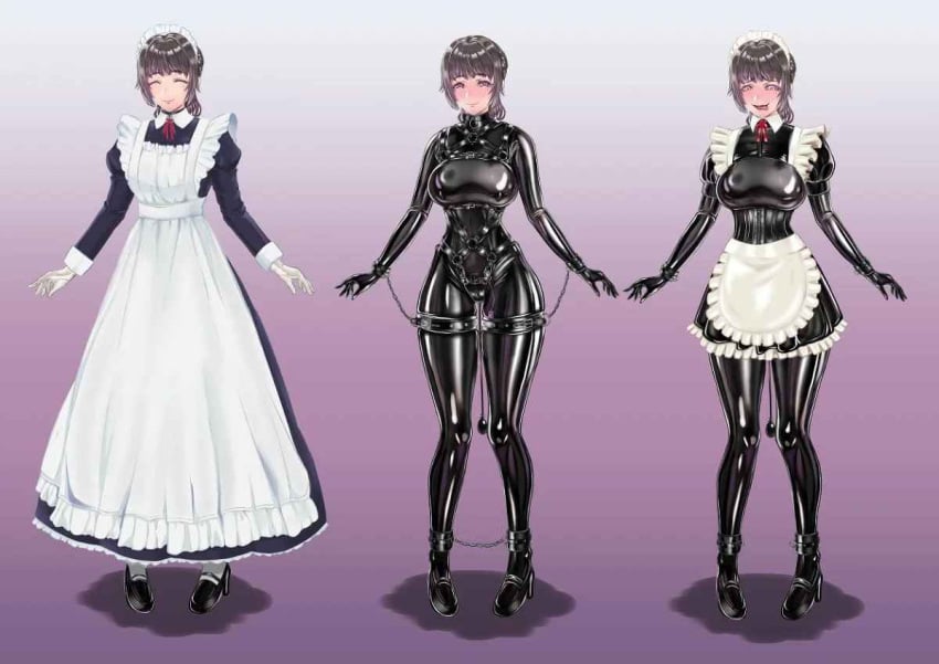 1girls artist_request bondage bound female femsub fully_clothed inflatable_toy latex latex_clothing latex_suit maid maid_uniform rubber rubber_clothing sex_toy sex_toy_insertion shiny_clothes tagme_(artist) tight_clothing variant_set